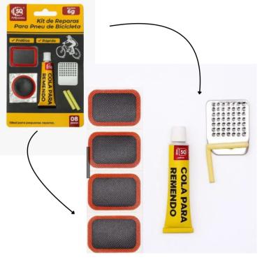 Imagem de Remendos Bike Bicicleta 8 peças- reparo para pneu câmara de ar - concerto pneu bicicleta Bike