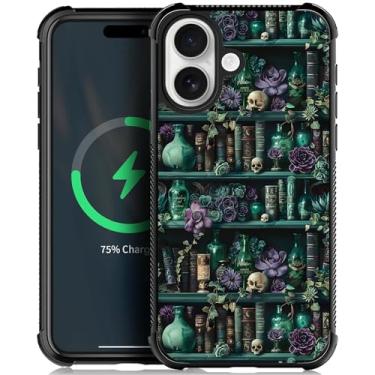 Imagem de DAIZAG Capa para iPhone 17, [compatível com MagSafe], capa rígida antiderrapante com proteção de quatro cantos com absorção de choque - The Magician's Bookshelf