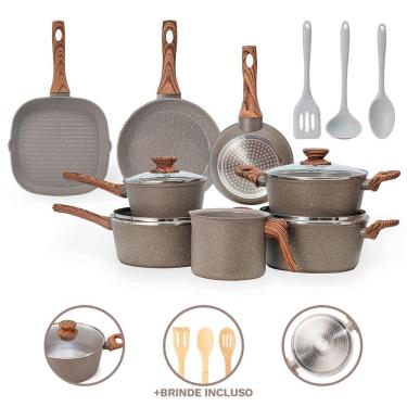 Imagem de Jogo De Panelas Completo 11 Pç 4Mm Cerâmico Indução -Grafito