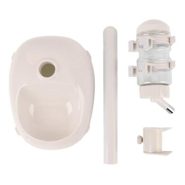 Imagem de QANYEGN Dispensador de água para animais de estimação, tigela ereta para cães e gatos com altura ajustável, capacidade de 500ml, alimentador automático de água para cães e gatos (Bege)