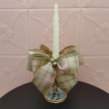 Imagem de Castiçal Aparador Porta Vela Arranjo Centro Mesa Natal 35cm B - Genéri