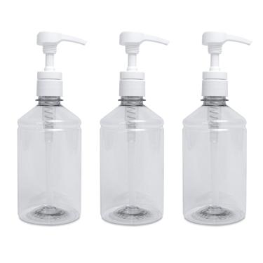 Imagem de 3 Frasco 500ml Válvula Profissional Álcool Gel Sabonete