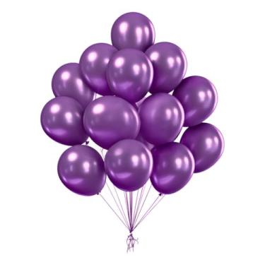 Imagem de 50 Balão Bexiga Metalizada Nº 10 Decoração De Festa Metalizada Aniversário Casamento Evento Painel (25,Roxo)