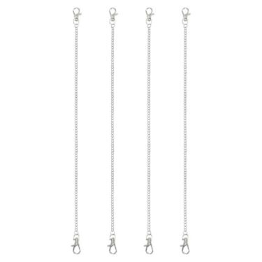 Imagem de PATIKIL 4 correntes suspensas com fecho, ganchos de plantas de 40 cm para alimentadores de pássaros, lanternas, sinos de vento, quadros-negros e ornamentos, prata