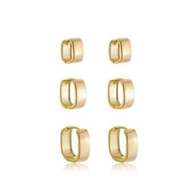 Imagem de Trio de Brincos Barcelona Banhado a Ouro (SEMIJOIA) - Potere