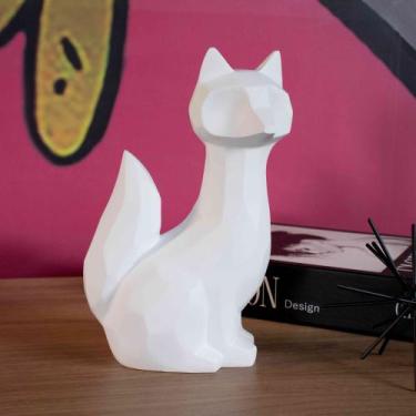 Imagem de Escultura Decorativa Raposa Em Resina Branco Mate 25x16 cm - D'Rossi