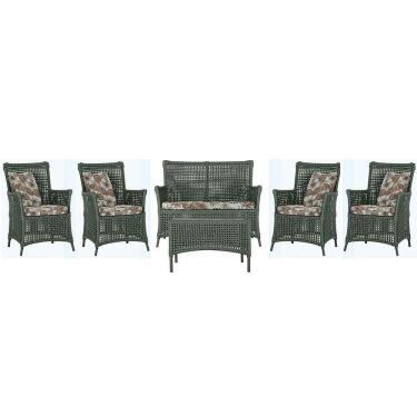 Imagem de Jogo Sofá 4 Poltronas E Mesa Igapó Marrom E6 Trama Original Verde