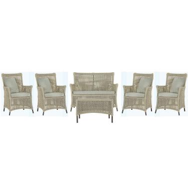 Imagem de Jogo Sofá 4 Poltronas E Mesa Igapó Marrom E3 Trama Original Rami