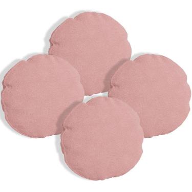 Imagem de Kit 4 Almofadas Bolacha Redonda Cookie 40x40 Cm Veludo 7 Decor Rosa