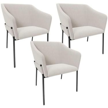 Imagem de Kit 3 Cadeiras Para Sala De Jantar Estar Living Olívia L02 Bouclê Cru 