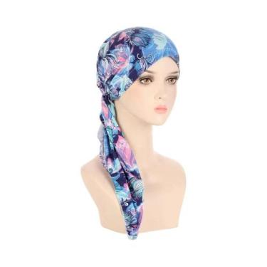 Imagem de Hijab Turbante com Estampa Floral - Elástico, Respirável e Confortável