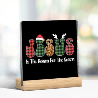 Imagem de Decoração de férias de Natal divertida, decorações de Natal para casa de banho, placas de Feliz Natal novidade para quarto de banho, decoração de mesa, acrílico 10 x 10 cm
