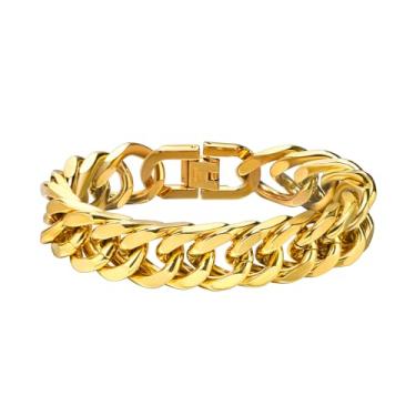 Imagem de Rockyu Pulseira masculina, preta, pulseira de corrente trançada dupla, aço inoxidável, hipoalergênica, fina, legal, aniversário, presente, Metal