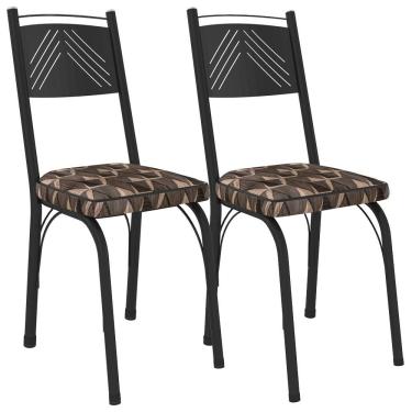 Imagem de Kit 2 Cadeiras Tubular Europa 151 Preto Assento Mosaico Palha Artef Mosaico Palha