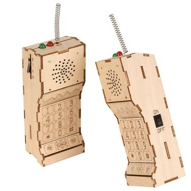 Imagem de Kit científico, modelo de walkie-talkie de madeira DIY para crianças de 8 a 14 anos