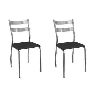 Imagem de Cadeira Sala De Jantar Bali 2c141cr Aço Kit 2 Un Cromado-ano Preto - Kappesberg