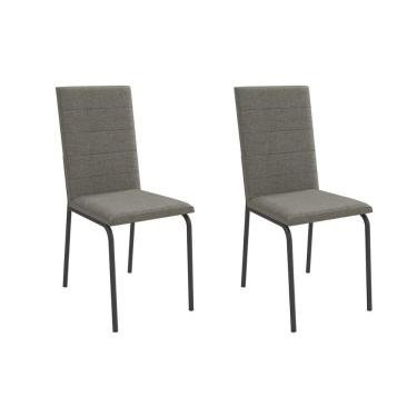 Imagem de Kit 2 Cadeiras De Cozinha Amsterdã 2c091 Aço 2 Un Preto-linho Escuro - Kappesberg