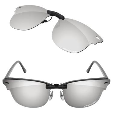Imagem de Firtox Clipes de óculos de sol polarizados para Ray-Ban Clubmaster RB5154 51-21, proteja seus olhos para homens e mulheres - titânio prata
