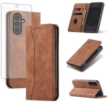 Imagem de Asuwish Capa carteira flip para celular Samsung Galaxy S25 FE 5G com protetor de tela de vidro temperado, fecho magnético, capa fólio, compartimento para cartão de crédito, suporte para celular S 25