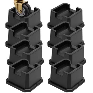 Imagem de MCXYEM Elevação ajustável para móveis de cama elevações em alturas elevações resistentes para postes e rodas de móveis sofá-cama mesa de sofá (preto pacote com 8, 5 polegadas)