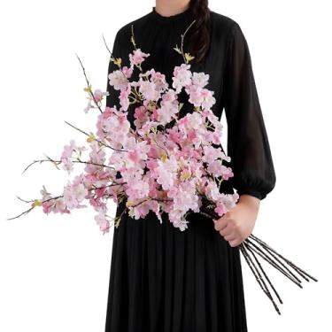 Imagem de ENALGRE Ramos de flor de cerejeira artificial de 70 cm de seda, ramos de flor de cerejeira, haste longa, flores artificiais para vaso alto, para decoração de casa, decoração de casamentos, festas e