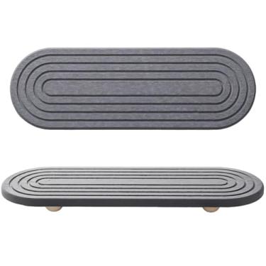 Imagem de LUMINFLY Bandeja de pia de lama de diatomáceas para secagem rápida, organizador de absorção de água, suporte de copo minimalista para cozinha e banheiro, cinza escuro