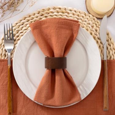 Imagem de Santaben Guardanapos de pano de terracota para outono conjunto de 4 guardanapos de algodão laváveis a granel 43 cm × 43 cm para decoração de mesa de aniversário de festa de casamento de Ação de Graças