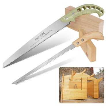 Imagem de KNZIFPD Conjunto de 2 serras de poda – Lâmina curvada resistente de 24 cm e serra manual compacta de 23 cm | Lâminas de aço SK5 para aparar árvores, corte de madeira, acampamento e jardinagem |