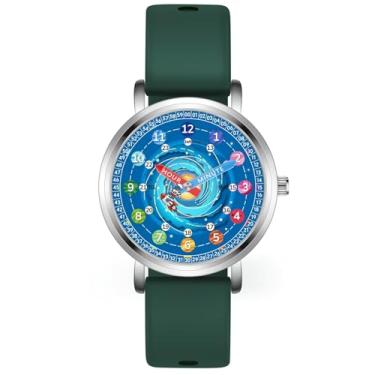Imagem de Kchss Relógio infantil - Relógios analógicos para crianças - Astronauta para meninos e meninas de 7 a 10 anos, 8 a 12 anos, ferramenta de ensino de tempo de aprendizado, 32. Astronauta - pulseira