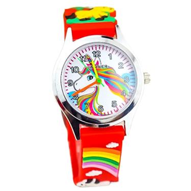 Imagem de Chewtoyo Relógio feminino com pulseira de silicone moderno: relógio clássico infantil de desenho animado vibrante - relógio com mostrador feminino