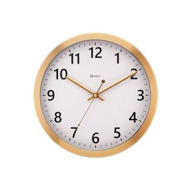 Imagem de Relógio Parede Alumínio Dourado Silencioso 6736 Sala Cozinha Escritório Dourado