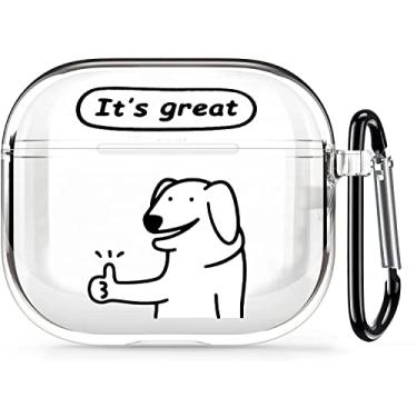 Imagem de Capa para AirPods 3ª geração, design de cachorro transparente e divertido, para homens, mulheres, meninos e meninas, proteção total exclusiva para AirPods Gen 3 com chaveiro, capa Kawaii