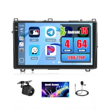Imagem de Rádio veicular Android 15 de 4 + 64 GB para Toyota Corolla 2017, sem fio, Carplay, Android, Auto, Realdio com tela sensível ao toque de 22.9 cm na célula para câmera de backup Corolla WiFi