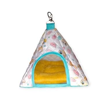 Imagem de Casa para Hamsters Periquitos e Calopsitas em Pano – Toca e Gaiola Segura para Agapornis e Twister (Coelhinho azul,0,19cm x 0,19cm x 0,23cm)