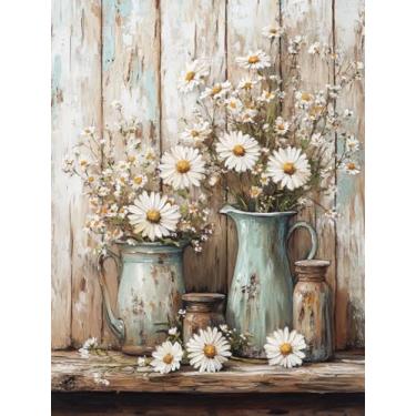 Imagem de Kits de ponto cruz com estampa de margaridas rústicas – kits de ponto cruz contado com flores para iniciantes e adultos padrões de ponto de cruz dimensões, kits de bordados, artes e artesanato