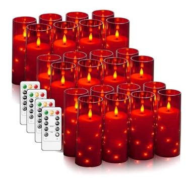 Imagem de kakoya Velas de LED sem chama com temporizador, 24 peças, velas cintilantes sem chama para ambiente romântico e decoração de casa, revestimento de acrílico estável, com corda de estrela embutida