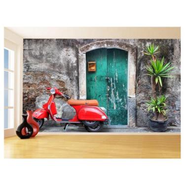 Imagem de Papel De Parede 3D Cidade Européia Retrô Vespa 3,5M Ncd366 - Você Deco