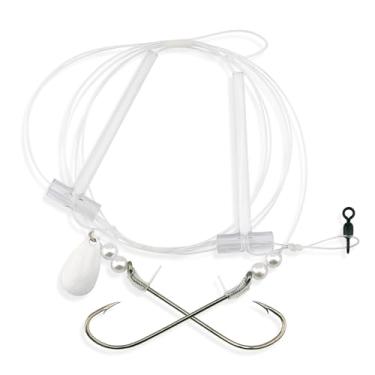 Imagem de Aqua-Clear, Hi-Lo Pearl & Spinner Rig, Linguado/Fluke/Seatrout/Croaker, Gancho de níquel 3/0 XL, AFW Swivel, 40 lb / 18.1 kg GS Mono, T-Standoff, Spinner Top, Pearl Bottom