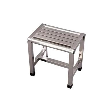 Imagem de Jero.Ted Banco de chuveiro de aço inoxidável, cadeira de barbear de banho durável de longa duração, banco de chuveiro para apoio para os pés, banquinho de banheiro para uso interno e externo no