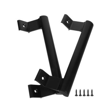 Imagem de 2 puxadores de porta de liga de alumínio 20 cm preto puxador de porta de celeiro deslizante com parafusos puxadores de metal resistente para armário armário pátio garagem uso