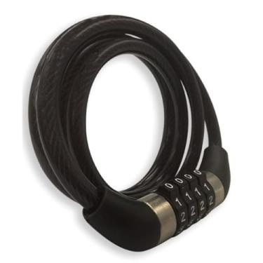 Imagem de Cadeado de Segurança com Senha para Bicicleta, Corrente Antifurto Preta, 1 Metro x 8mm, Sistema de Combinação Numérica