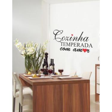 Imagem de Adesivo Decorativo De Parede Frase Cozinha Temperada - Gaudesivos