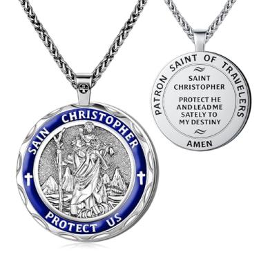 Imagem de Colar de medalhão oval de São Miguel, cobre banhado a ouro, pingente de 5 x 3 cm com corrente de 40 cm + 5 cm, medalha de oração de proteção religiosa, colares com pingente de cruz religiosa com