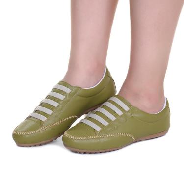 Imagem de Sapatênis Feminino Casual Rasteiro Verde Oliva-Feminino