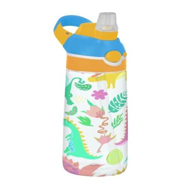 Imagem de SEHANY Garrafa de água infantil engraçada de dinossauro, durável Tritan livre de BPA, copo de água de plástico transparente para crianças pequenas, garrafas de água esportivas de boca de pato à prova