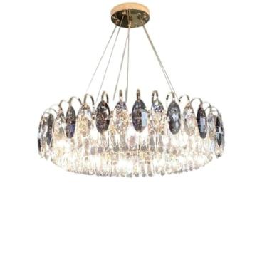 Imagem de Luminária pendente de cristal pós-moderna de luxo - Iluminação principal simples e elegante para sala de estar | Zhongshan Home Decoration, adequada para quarto e sala de jantar (100 cm)