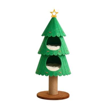 Imagem de Ｂｅｓｇａ Torre de árvore de Natal para gatos, camas para gatos, móveis com arranhador de sisal, 2 apartamentos