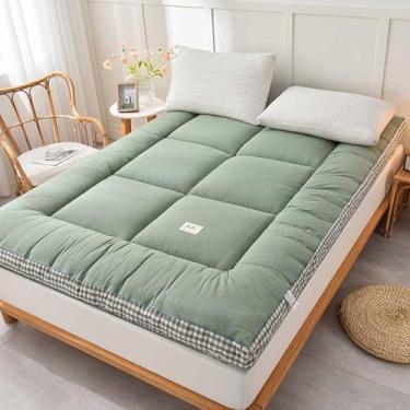 Imagem de Yadlan Colchão de chão estilo japonês futon, colchão portátil dobrável, colchão de acampamento adulto, sofá de acampamento, colchão de quarto de hóspedes, tapete de dormir tatame verde 180 x 200 cm