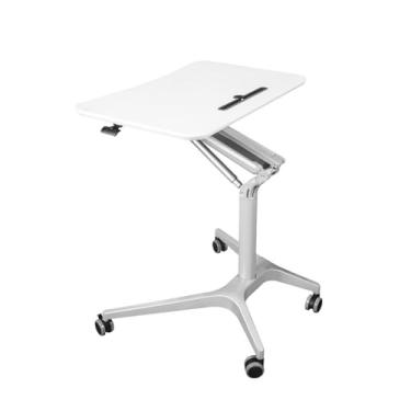 Imagem de HGTRH Mesa de laptop móvel com altura ajustável, mesa de computador com 4 rodas, mesa de cabeceira com compartimento para telefone, uso multifuncional para escritório em casa