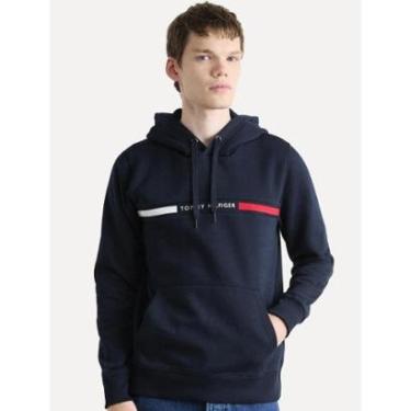 Imagem de Moletom Tommy Hilfiger Masculino Chest Insert Flag Hoodie Azul Marinho-Masculino